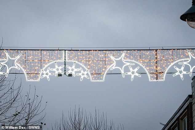 The light were first used in the town ten years ago when they were meant to showcase Christmas puddings - but sparked ridicule
