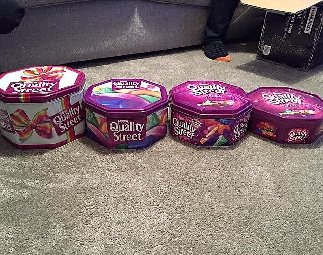 Back in 2015 a consumer posted this photo on Facebook, showing the declining size of Quality Street tins from the 1990s (left), the 2000s (centre left and right) and 2014 (right)