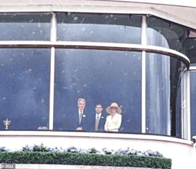In one photo released by the US Department of Justice, Epstein and Maxwell are seen with Andrew in the Royal Box at Ascot racecourse. They were his personal guests on June 22, 2000, when both the Queen and the Queen Mother were in attendance