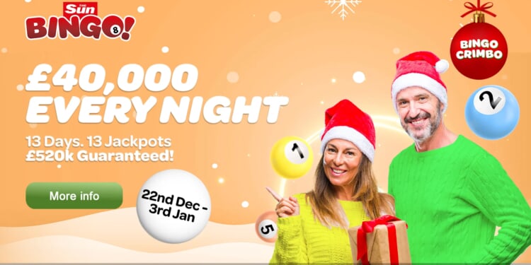 Sun Bingo’s festive escalator jackpots have £520k in guaranteed prizes