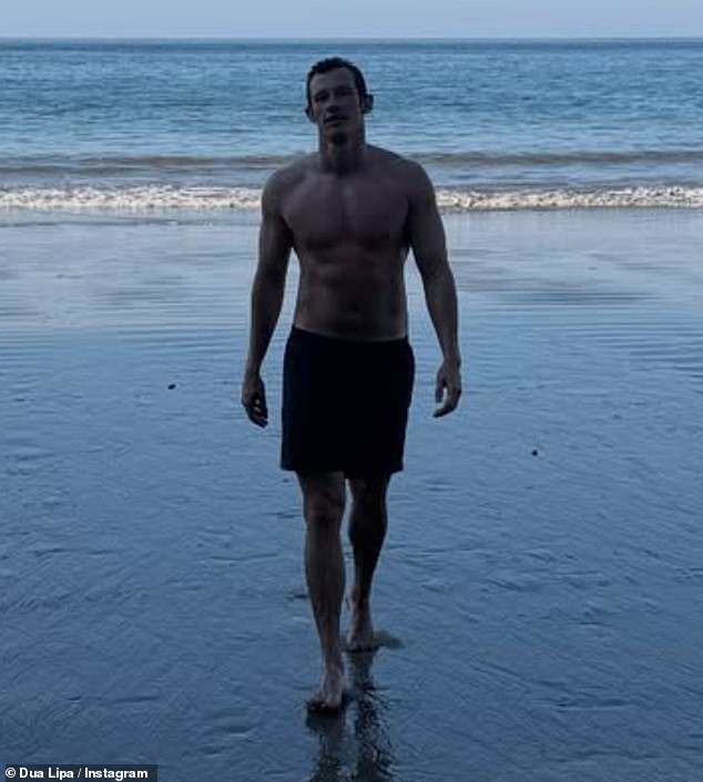 Taking to Instagram, Dua posed up a storm in the tiny two piece while hunky Callum went shirtless as he topped up his tan