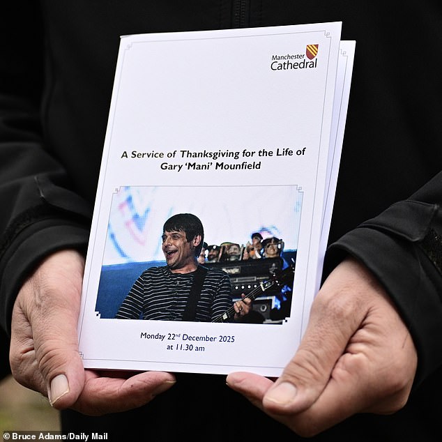 The funeral of Stone Roses star Gary 'Mani' Mounfield is taking place at Manchester Cathedral