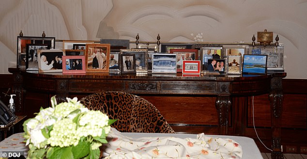 A series of photographs are pictured inside Epstein's Manhattan home