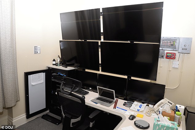 A photograph from Epstein's Manhattan house shows a room filled with computer screens