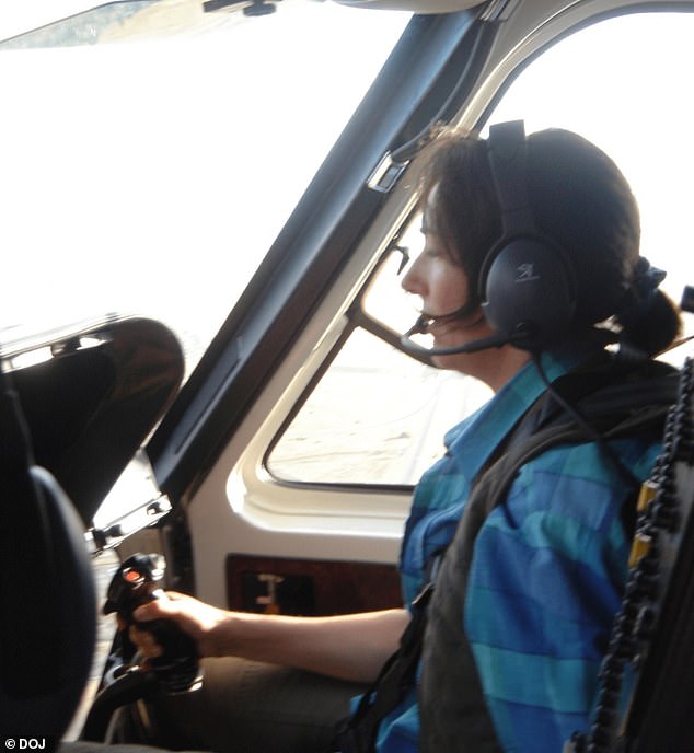 Ghislaine Maxwell appears to be flying a helicopter in one of the photos