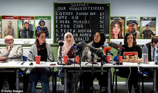 Rahma Hoxha, the sister of Teuta Hoxha who is on hunger strike while being held on remand for offences related to activism on behalf of Palestine Action, speaks during a press conference relating to hunger-striking Palestine Action activists