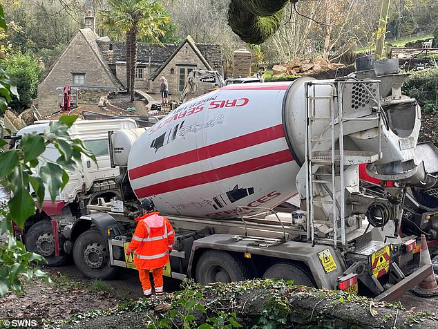Locals of the picturesque village, in the Cotswolds, say they face daily road blocks due to ongoing works at the property on Awkward Hill since 2023