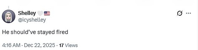 Other critics waded into the controversy of Kimmel's upcoming address by saying they wish he 'stayed fired'