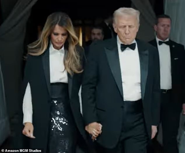 The preview then cuts to a series of shots cut together like the trailer for a thriller movie, with dramatic shots of her getting out of cars and Air Force One
