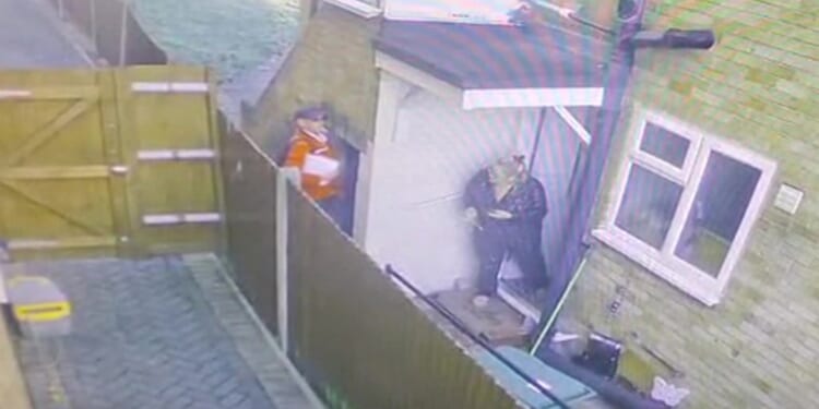 Moment postman caught WEEING on woman’s home as she stands feet away