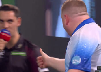 Ricky Evans in row over illegal throw before sarcastic gesture to referee in epic World Darts Championship win
