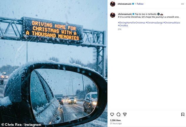 Chris' final social media post featured a car on a snowy motorway with a road sign reading: 'Driving home for Christmas with a thousand memories'
