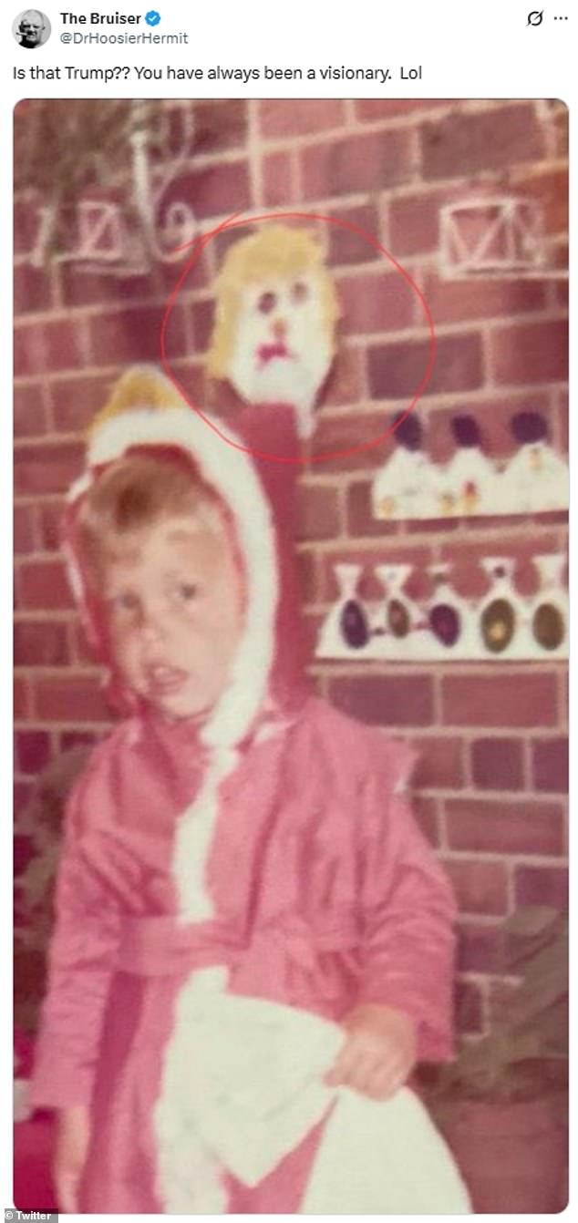 Viewers on X spotted an eerily familiar face in the photo, which many claimed looked like Musk's political ally President Donald Trump