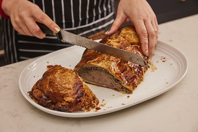 The high-end frozen food retailer Cook states its 1.6kg £90 wellington (pictured) serves six
