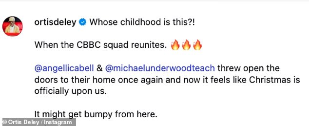 Ortis shared the snap to Instagram writing: 'Whose childhood is this?! When the CBBC squad reunites'