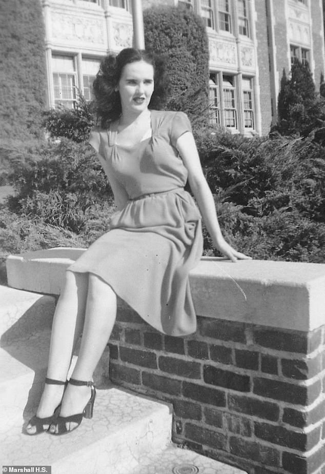 Elizabeth Short, 22, is pictured outside John Marshall High School in Los Angeles. She had moved from Massachusetts to Hollywood in search of stardom
