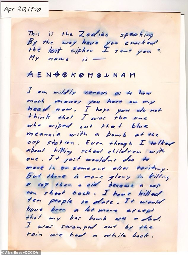 The Z13 is widely believed to conceal the Zodiac¿s real name, with its 13-character code preceded by the teaser: ¿My name is -¿ Baber believes he has finally decrypted it to reveal the name Marvin Merrill