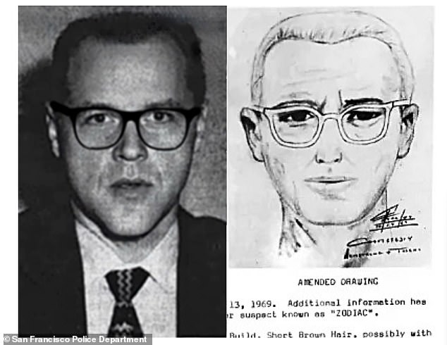 Enhanced image of Marvin Margolis/Merrill compared to the composite sketch of the Zodiac killer shared by SFPD