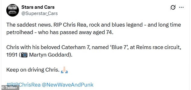 Tributes swiftly flooded in for the star on Twitter, with many referencing his music, his love of cars and the cruel irony of his passing being so close to Christmas
