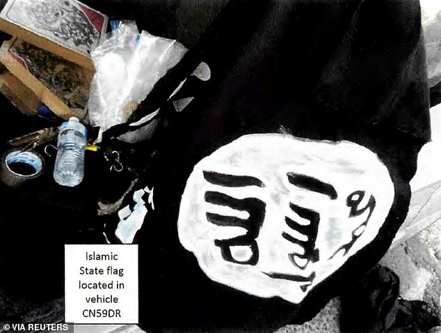 A homemade Islamic State flag was also found in the car, police allege