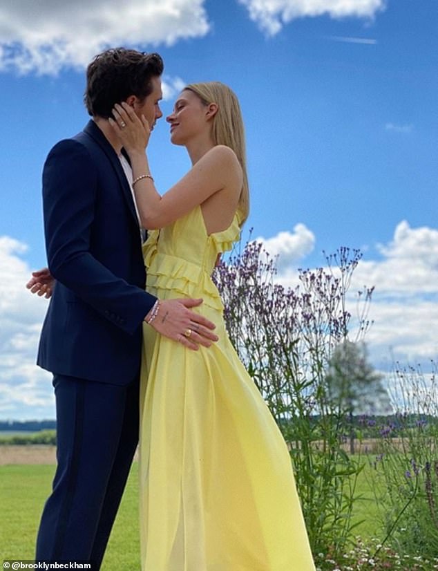 The pair began dating back in October 2019, went Instagram official a few months later, and by July 2020, Brooklyn had popped the question (their engagement post pictured)