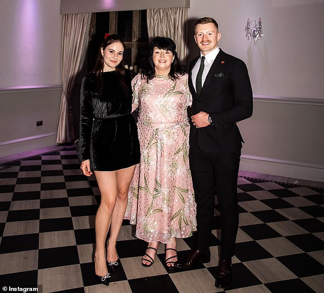 Adam's mother Caroline has been barred from the ceremony following a public row with the swimmer and his fiancée (L-R: Holly Ramsay, Caroline Peaty and Adam Peaty)
