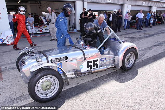 Chris racing his 1955 Lotus Mk 6 racing car at the Silverstone Classic, Northampton, in July 2009