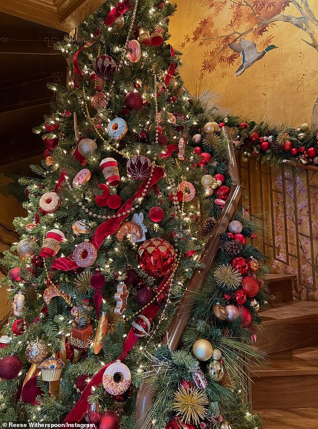 The Hello Sunshine co-founder - who boasts 47.4 million social media followers - captioned her festive Instagram slideshow on Sunday: 'Making merry!'