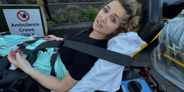 Georgia Harrison rushed to hospital in an ambulance just weeks after giving birth to first baby