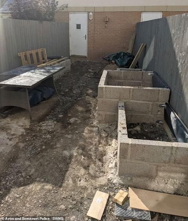 The back garden of a home of one of Killick's victims, which had been left unfinished