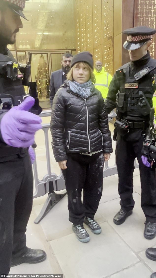 The Prisoners for Palestine protest group said the climate activist was later arrested
