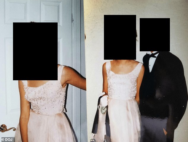 They show young girls posing on beds and in long white dresses, like the image above