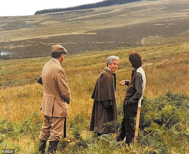 Maxwell converses with Epstein amid the picturesque surrounds of the Highlands close to Balmoral Castle