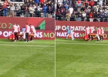 Watch Afcon star 'rise like the Undertaker' while being stretchered off pitch then casually jog back on