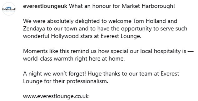 Sharing pictures of the couple on the restaurant's Instagram, Mr Karanjit wrote: 'What an honour for Market Harborough!'