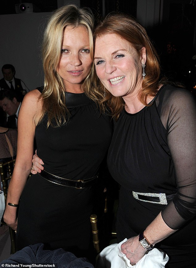 Kate Moss and Sarah Ferguson at the Marie Curie fundraising dinner at Claridges in London, in 2012