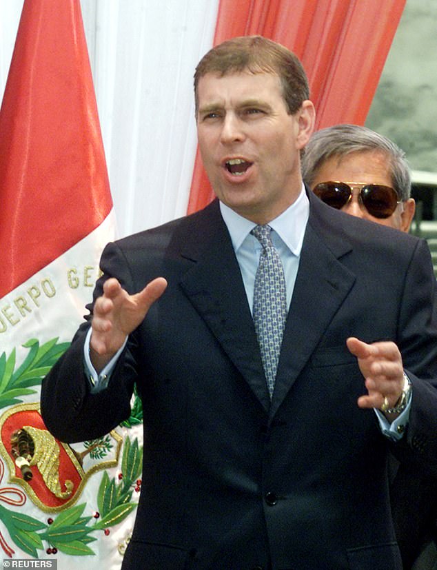 Andrew is pictured during a trip to Peru in March 2002. In one email, Ghislaine Maxwell made a request for 'two-legged sightseeing' to make her friend 'very happy'
