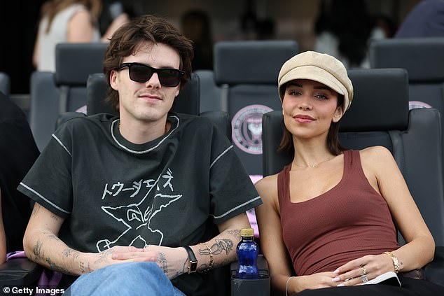 Cruz Beckham and Jackie Apostel at the Audi 2025 MLS Cup Final match between David Beckham's football team Inter Miami CF and Vancouver Whitecaps FC earlier this month in Florida