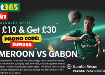 £30 bonus for Cameroon vs Gabon with SUN365