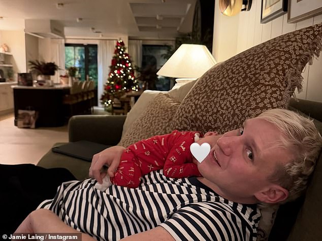 'This Christmas is lit @sophiehabboo,' Jamie captioned the post, which included photos of him holding sleeping Ziggy on the sofa