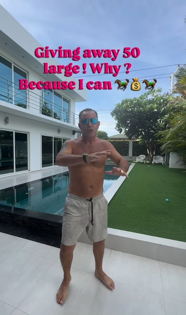The social media star regularly posts videos from his Thai 'mansion' which he claims he earned from his betting winnings
