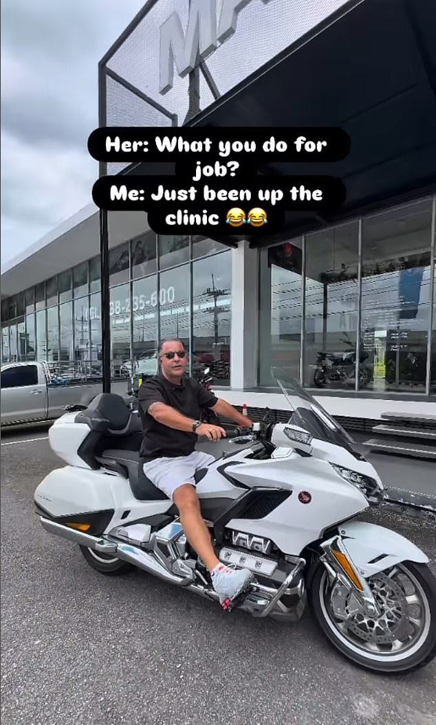 Haddigan shows off his millionaire lifestyle including his Honda Goldwing motorbike