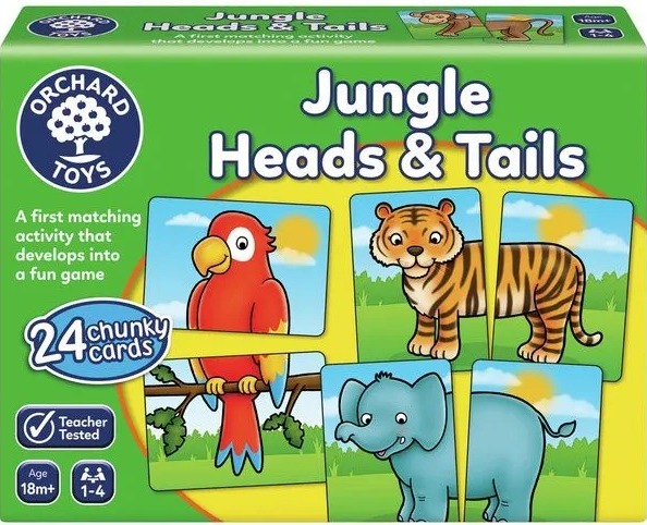 Orchard Toys Jungle Heads & Tails matching activity game for ages 18 months and up.