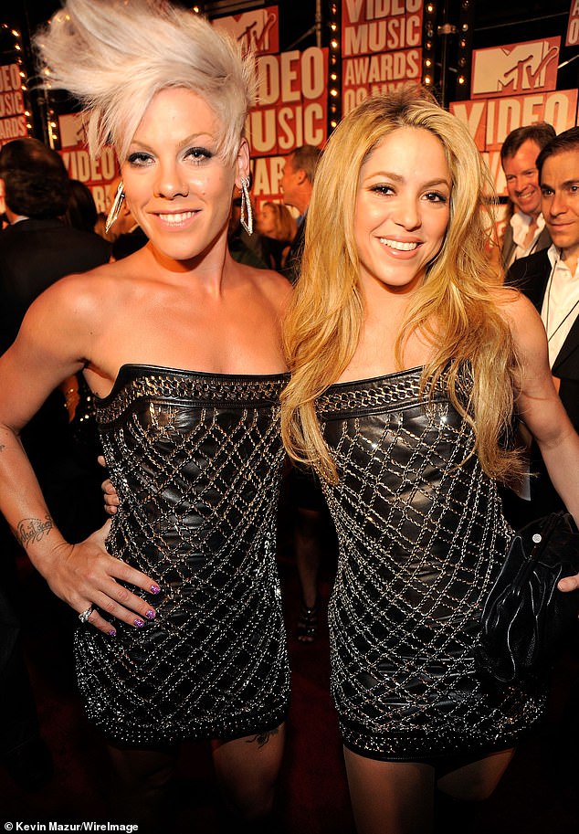 Pink (L) and Shakira (R) once accidentally wore the same Balmain chain-link LBD, but they were good sports about it