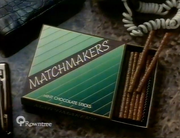 A classic advert for Matchmakers chocolate sticks. These days, the treat comes in brighter packaging under the Quality Street brand