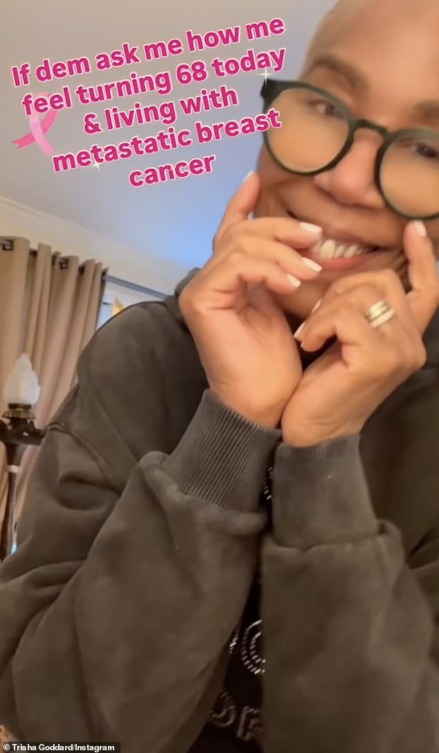 The television host looked ecstatic as she displayed her dance moves in a clip shared on her Instagram page, writing: 'If dem ask me how me feel turning 68 today & living with metastatic breast cancer'