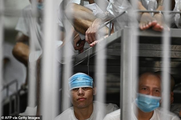Inmates wait on their bunks. President Bukele has also offered to incarcerate deported American criminals, in return for generous funding