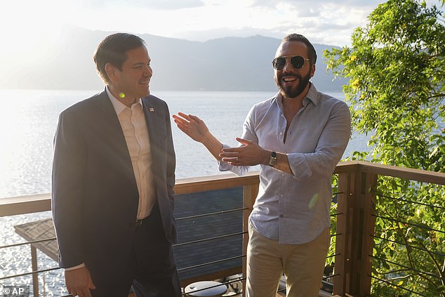 US Secretary of State Marco Rubio (left) meeting President Nayib Bukele (right) at the Salvadoran leader's residence in Lake Coatepeque, where the pair laid the groundwork for Trump's latest deal