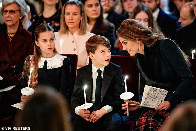 Princess Charlotte, with Prince Louis and Princess Kate at the concert