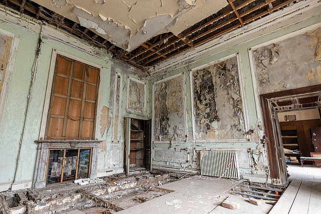 The interior of the house is seen here during renovations carried out by Hopwood DePree